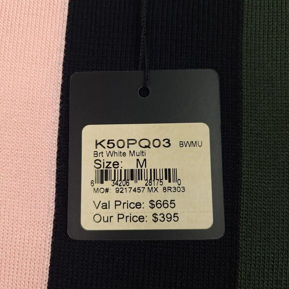 St. John Sweater Womens M Pink Black Color Block Wool Blend Knit 3/4 Sleeve NEW - Picture 6 of 13